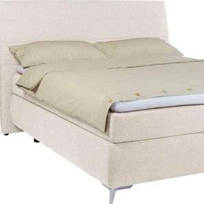 Boxspringbett TOM TAILOR SOFT LINES BOX Komplettbetten Gr. Chenille GCP ohne TOM TAILOR Print, Liegefläche B/L: 140 cm x 200 cm, H3, 5-Zonen-Tonnentaschen-Federkernmatratze, weiß (zinc gcp 11) Boxspringbetten ohne Bettkasten mit geschwungenem Kopfteil