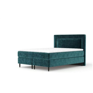Boxspringbett   ¦ türkis/petrol ¦ Maße (cm): B: 205 H: 123