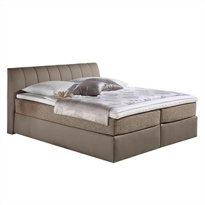 Boxspringbett Valea 100 x 200cm Strukturstoff Braun/Grau/Beige/Taupe H3 Kaltschaummatratze