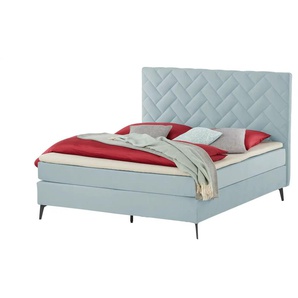 Boxspringbett Weave - blau - Materialmix - 200 cm - 122 cm | Möbel Kraft