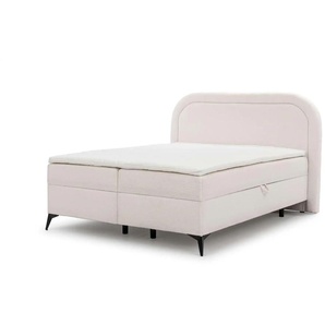 S-STYLE Boxbett mit Bettkasten  Bouclé-Stoff Sonna ¦ weiß ¦ Maße (cm): B: 200 H: 120