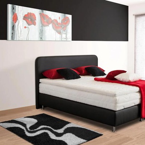 Boxspringbett, schwarz, B:190cm L:212cm, Bezug Kaltschaum-Topper: mit Klimafaser versteppt, 100% Polyester, Bezug untere Box und Kopfteil: wahlweise hochwertiger Microvelour (100% Polyester), feiner Strukturstoff (100% Polyester) oder Kunstleder, Bezug