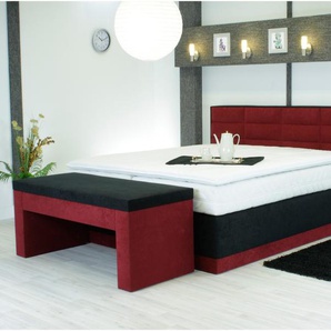 Boxspringbett WESTFALIA SCHLAFKOMFORT Komplettbetten Gr. Microfaser, Liegefläche B/L: 100 cm x 200 cm, H3, 5-Zonen-Tonnentaschen-Federkernmatratze, rot (bordeauxrot, schwarz) Boxspringbetten ohne Bettkasten Komplettbetten