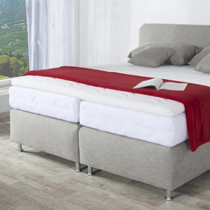 Boxspringbett, beige, B:170cm L:212cm, Bezug Kaltschaum-Topper: mit Klimafaser versteppt, 100% Polyester, Bezug untere Box und Kopfteil: wahlweise hochwertiger Microvelour (100% Polyester), feiner Strukturstoff (100% Polyester) oder Kunstleder, Bezug