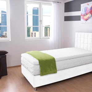 Boxspringbett WESTFALIA SCHLAFKOMFORT Komplettbetten Gr. Microvelours Kaltschaum-Topper, Liegefläche B/L: 120 cm x 200 cm, Gewicht bis: 85 kg H2, 7-Zonen-Kaltschaummatratze, weiß Boxspringbetten ohne Bettkasten Komplettbetten
