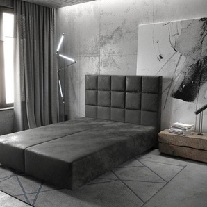 Boxspringgestell Dream-Fine 160x200 cm Mikrofaser Anthrazit Vintage, Bettgestelle