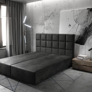 Boxspringgestell Dream-Fine 180x200 cm Mikrofaser Anthrazit Vintage, Bettgestelle