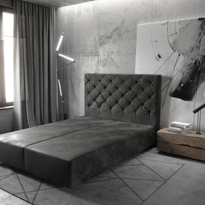 Boxspringgestell Dream-Great 140x200 cm Mikrofaser Anthrazit Vintage, Bettgestelle