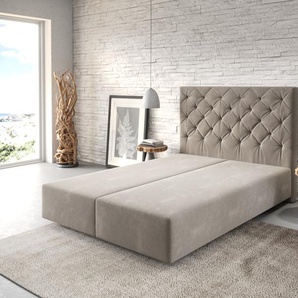 Boxspringgestell Dream-Great 140x200 cm Mikrofaser Beige, Bettgestelle