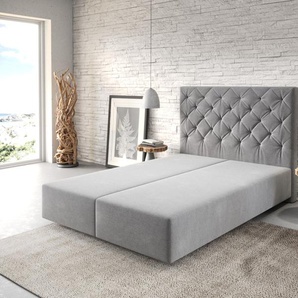 Boxspringgestell Dream-Great 140x200 cm Mikrofaser Grau, Bettgestelle