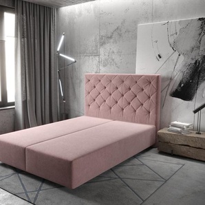 Boxspringgestell Dream-Great 140x200 cm Mikrofaser Rosé, Bettgestelle