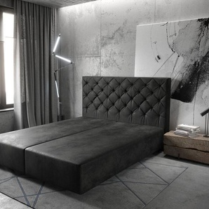 Boxspringgestell Dream-Great 160x200 cm Mikrofaser Anthrazit Vintage, Bettgestelle