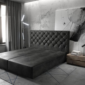 Boxspringgestell Dream-Great 180x200 cm Mikrofaser Anthrazit Vintage, Bettgestelle