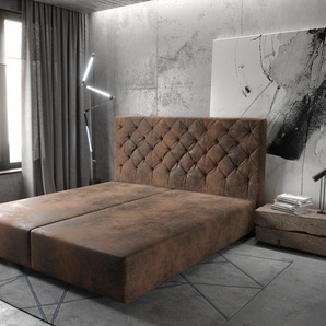 Boxspringgestell Dream-Great 180x200 cm Mikrofaser Braun, Bettgestelle