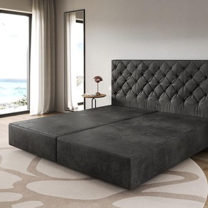 Boxspringgestell Dream-Great Mikrofaser Anthrazit Vintage 200x200 cm, Boxspringbetten