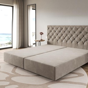 Boxspringgestell Dream-Great Mikrofaser Beige 200x200 cm, Boxspringbetten