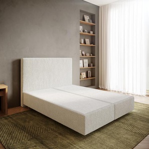 Boxspringgestell Dream-Well 160x200 cm Bouclé Creme-Weiß, Boxspringbetten
