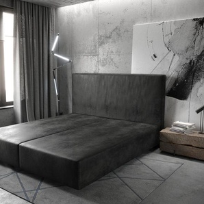 Boxspringgestell Dream-Well 180x200 cm Mikrofaser Anthrazit Vintage, Bettgestelle