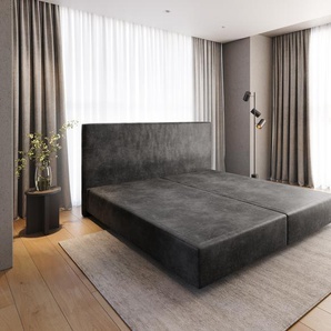 Boxspringgestell Dream-Well Mikrofaser Anthrazit Vintage 200x200 cm, Boxspringbetten