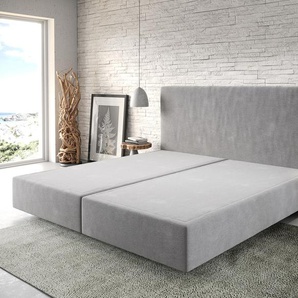Boxspringgestell Dream-Well Mikrofaser Grau 200x200 cm, Boxspringbetten