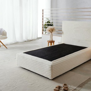 Boxspringgestell Dream-Well Plüsch-Cord Beige 120x200 cm, Boxspringbetten