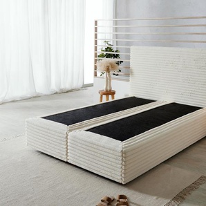 Boxspringgestell Dream-Well Plüsch-Cord Beige 140x200 cm, Boxspringbetten