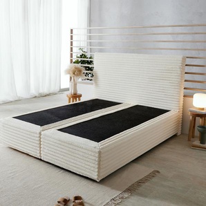 Boxspringgestell Dream-Well Plüsch-Cord Beige 160x200 cm, Boxspringbetten