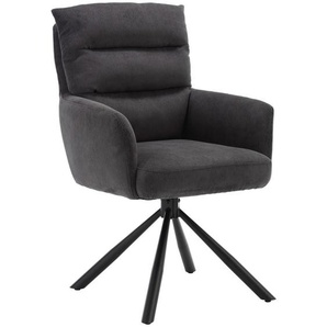 Boxxx Armlehnstuhl, Anthrazit, Schwarz, Textil, eckig, 58x94x67 cm, Stoffauswahl, Sitzfläche 180° drehbar, automatische Rückholfunktion, Esszimmer,