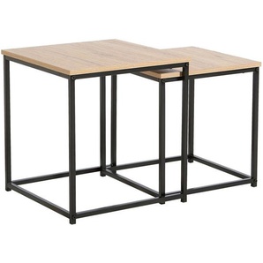 Boxxx Beistelltischset, Schwarz, Eiche Artisan, Metall, Holzwerkstoff, 2-teilig, quadratisch, eckig, 40x37.5x37.5 cm, Wohnzimmer, Wohnzimmertische,