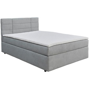 Boxxx Boxbett, Grau, Textil, Kiefer, massiv, H2, Höhe ca. 18 cm, 140x200 cm, gepolstertes Kopfteil, Topper durchgehend, in verschiedenen Größen