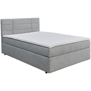 Boxxx Boxbett, Grau, Textil, Kiefer, massiv, H2, Höhe ca. 18 cm, 140x200 cm, gepolstertes Kopfteil, Topper durchgehend, in verschiedenen Größen