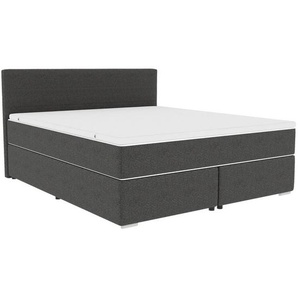 Boxxx Boxspringbett, Anthrazit, Textil, H3, Höhe ca. 19 cm, 180x200 cm, Topper durchgehend, in verschiedenen Größen erhältlich, Partnermatratze mit