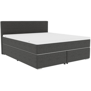 Boxxx Boxspringbett, Anthrazit, Textil, H3, Höhe ca. 19 cm, 140x200 cm, Topper durchgehend, in verschiedenen Größen erhältlich, Partnermatratze mit