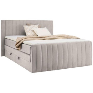 Boxxx Boxspringbett, Beige, Textil, H3, Höhe ca. 19 cm, 180x200 cm, Bettkasten, gepolstertes Kopfteil, Stoffauswahl, in verschiedenen Größen