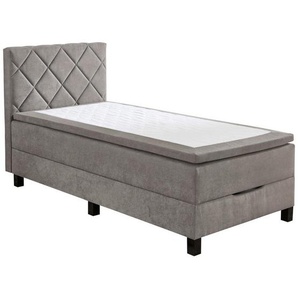 Boxxx Boxspringbett, Grau, Textil, H3, Höhe ca. 22 cm, 100x200 cm, Oeko-Tex® Standard 100, Bettkasten, gepolstertes Kopfteil, Schlafzimmer, Betten,