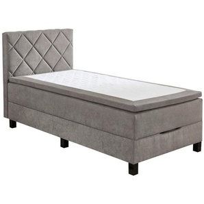 Boxxx Boxspringbett, Grau, Textil, H3, Höhe ca. 22 cm, 100x200 cm, Oeko-Tex® Standard 100, Bettkasten, gepolstertes Kopfteil, Schlafzimmer, Betten, Boxspringbetten