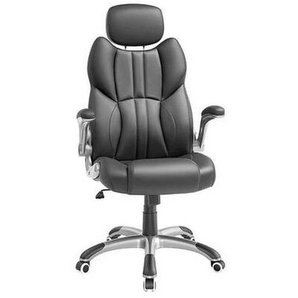 Boxxx Chefsessel, Schwarz, Silber, Textil, Sternfuß, 70x129x72 cm, Sitzfläche 360° drehbar, ergonomische Rückenlehne, Arbeitszimmer, Bürostühle,