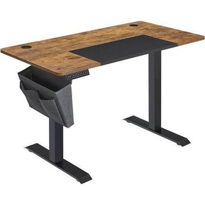 Boxxx Computertisch, Braun, Schwarz, Holzwerkstoff, Vintage, rechteckig, eckig, Kufe, 60x72-120x120 cm, höhenverstellbar, Kabeldurchlass, Stauraum,