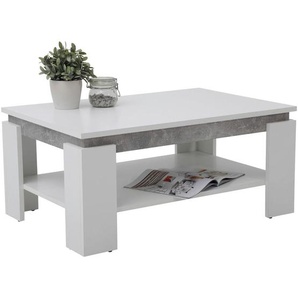 Boxxx Couchtisch, Grau, Weiß, Holzwerkstoff, Betonoptik, rechteckig, eckig, 60.5x41.5x90 cm, offenes Fach, Wohnzimmer, Wohnzimmertische, Couchtische