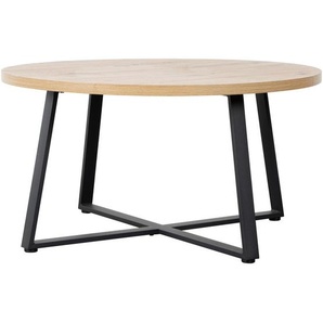 Boxxx Couchtisch, Schwarz, Eiche Artisan, Metall, Holzwerkstoff, rund, eckig, Flachrohr, 80x42x80 cm, Bsci, einfacher Aufbau, Wohnzimmer,