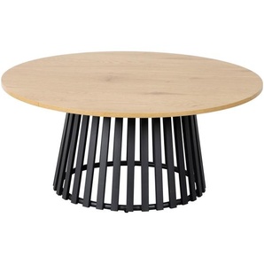 Boxxx Couchtisch, Schwarz, Eiche, Metall, Holzwerkstoff, rund, Säule, rund, 80x40x80 cm, Bsci, Wohnzimmer, Wohnzimmertische, Couchtische, Couchtische