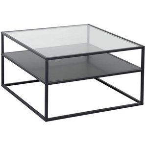 Boxxx Couchtisch, Schwarz, Metall, Holzwerkstoff, quadratisch, eckig, Flachrohr, 70x43x70 cm, Bsci, offenes Fach, einfacher Aufbau, Wohnzimmer,