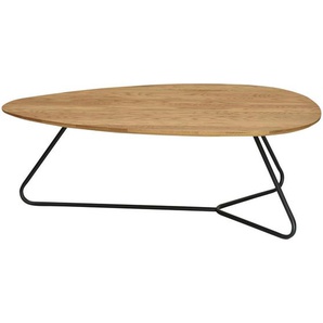 Boxxx Couchtisch, Schwarz, Wildeiche, Holz, Metall, Wildeiche, massiv, oval, Rundrohr, 75x40x110 cm, Wohnzimmer, Wohnzimmertische, Couchtische,