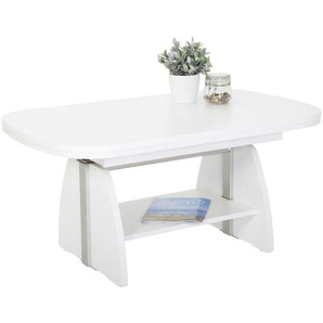 Boxxx Couchtisch, Weiß, Holzwerkstoff, Holzoptik, rechteckig, Wange, 67x53-69x108-157 cm, ausziehbar, höhenverstellbar, Wohnzimmer, Wohnzimmertische,