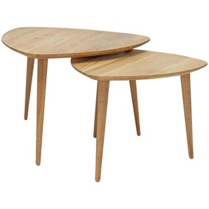 Boxxx Couchtischset, Wildeiche, Holz, 2-teilig, Wildeiche, massiv, Freiform, konisch, 60x43x60 cm, einfacher Aufbau, Wohnzimmer, Wohnzimmertische, Satztische