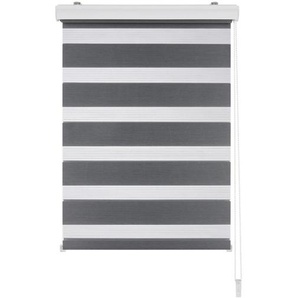 Boxxx Doppelrollo, Grau, Transparent, Textil, Streifen, 45x160 cm, Länge universell einstellbar, Wohntextilien, Rollos & Jalousien, Rollos,