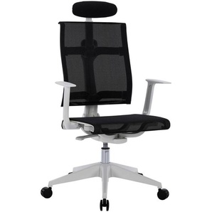 Boxxx Drehstuhl, Schwarz, Weiß, Metall, Kunststoff, Textil, Drehkreuz, 64x108-117.5x64 cm, Sitzfläche 360° drehbar, inklusive Armlehnen, Arbeitszimmer, Bürostühle, Drehstühle