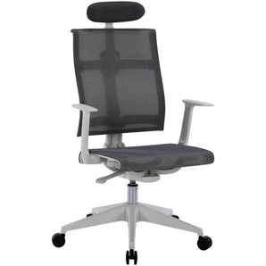 Boxxx Drehstuhl, Weiß, Hellgrau, Metall, Kunststoff, Textil, Drehkreuz, 64x108-117.5x64 cm, Sitzfläche 360° drehbar, inklusive Armlehnen, Arbeitszimmer, Bürostühle, Drehstühle