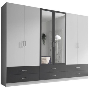 Boxxx Drehtürenschrank, Graphit, Weiß, Kunststoff, 3 Fächer, 6 Schubladen, 272x211x55 cm, Schlafzimmer, Kleiderschränke, Drehtürenschränke