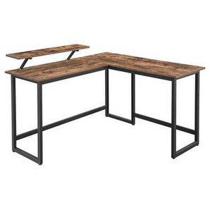 Boxxx Eckschreibtisch, Braun, Schwarz, Metall, Holzwerkstoff, Vintage, rechteckig, eckig, Flachrohr, 130x92.2x140 cm, Arbeitszimmer, Schreibtische,